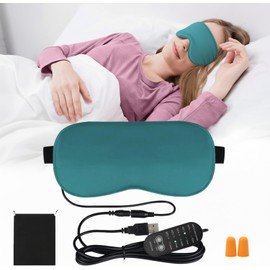Antifaz para Dormir Caliente,Mascara para Dormir con 5 Temperaturas y 5 Controles de Tiempo,Sleep Mask Ajustables con Tapones para Los Oídos y Bolsa de Embalaje,para Secos,Blefaritis,Sinusitis,Migraña