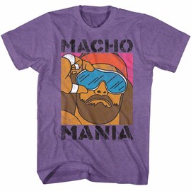 American Classics Macho Man 1980's Heavyweight Wrestler Mania Adult T-Shirt Tee Purple