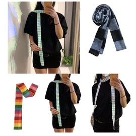 WLNEXT Trendy Unisex Punk Rainbow Striped Long Slim Neck Gaiter Scarf Multipurpose All Ages Light Green White, Orange Rainbow