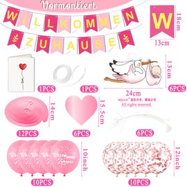 Welcome Baby, Pre-Assembled Welcome Home Baby Girl, Welcome Home Baby, Warm Welcome Garland, with 6 Pieces Stork Birth, Garland Birth Girl, Welcome Home Decoration