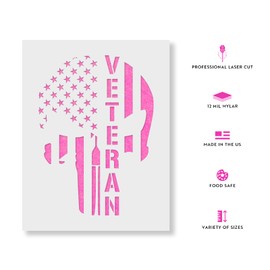Veteran Punisher Skull Stencil - Create Respectful Tributes with Precision Designs, Large Military Stencils, Art