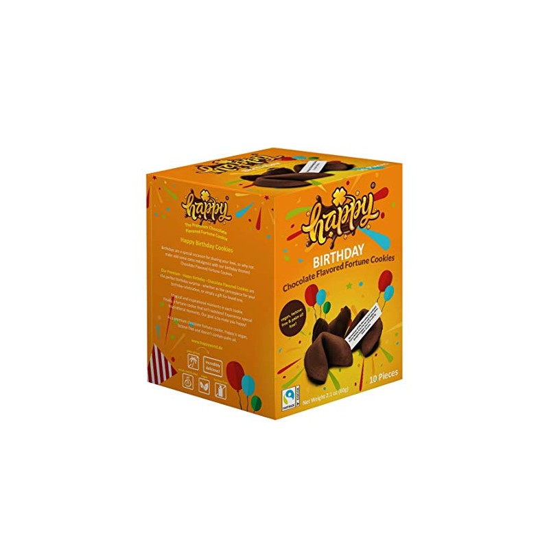 Happy Birthday Chocolate Flavored Fortune Cookie - 10 Cookies per