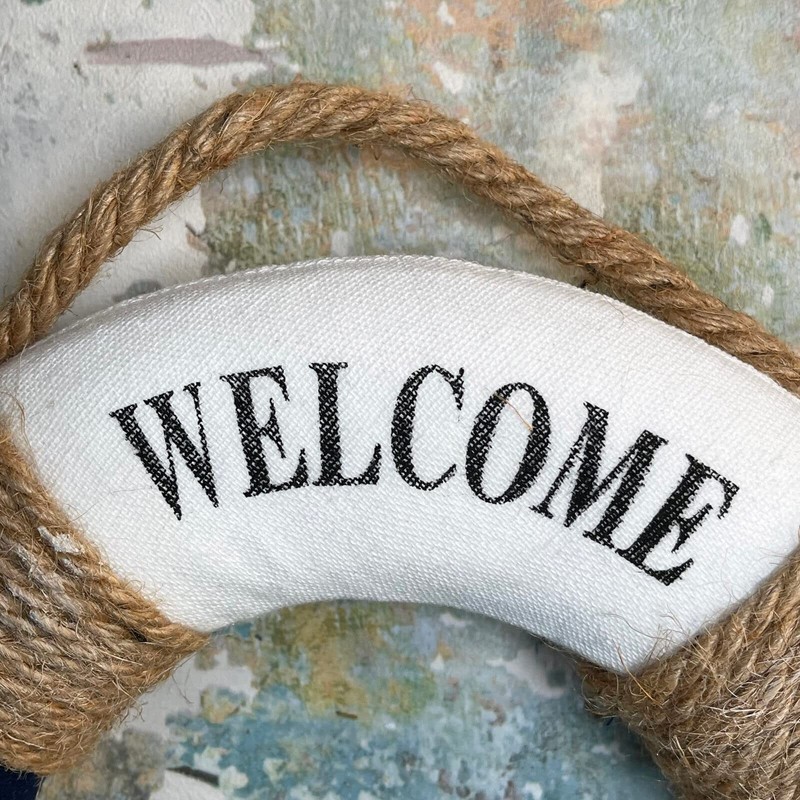Welcome On Board Life Ring Dark Blue Lifebuoy Nautical Bathroom