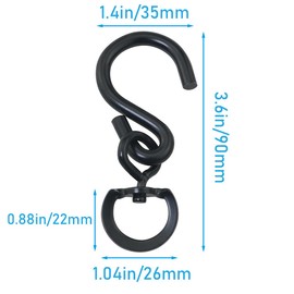WHYHKJ 6PCS Swivel Plant Hooks Black 9x3.5cm 360 Degree Heavy Duty Swivel Hooks Flower Pot Container Activity Buckle for Hanging Flower Basket Bird Feeder Pendant Potted Plants Wind Chime