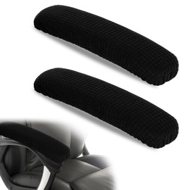 Sorcristy 2PCS Office Chair Arm Covers Polyester Removable Machine Washable Chair Arm Pad Cover Stretchable Elastic Arm Rest Covers for Universal Office and Gaming Chairs(Black)