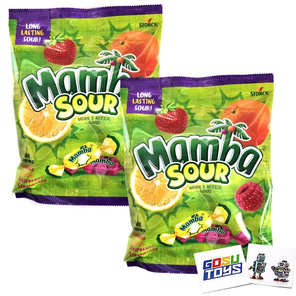 Mamba - Bolsa para masticar frutas agrias (paquete de 2) con 2 pegatinas Gosutoys