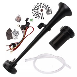 FARBIN 12V 150db Air Horn kit Truck Horn with Switch Black Single Air Horn