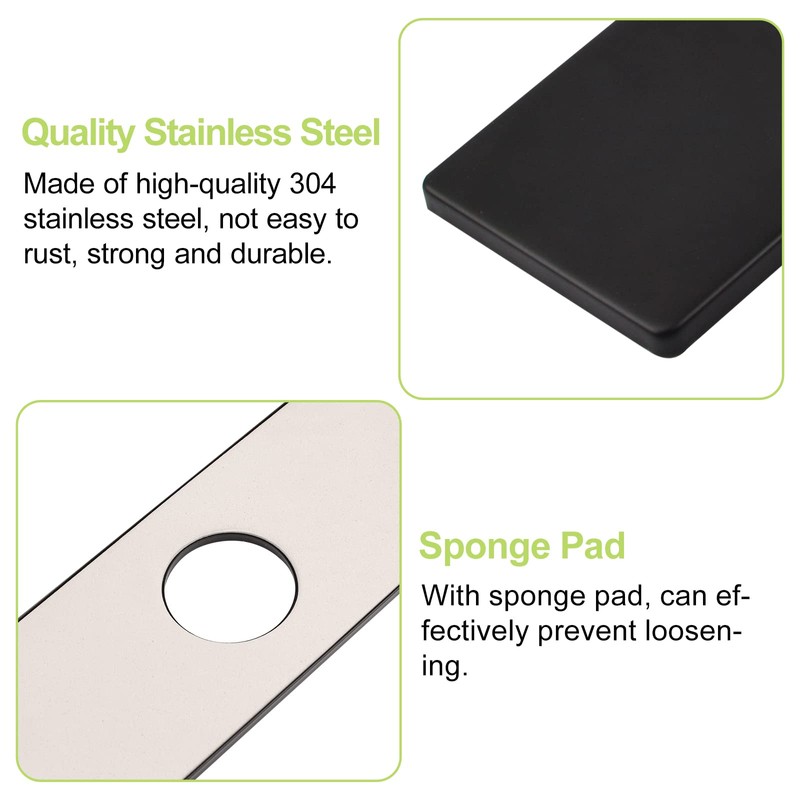 UFURMATE Tap Plate, Black Stainless Steel Hole Cover Deck Plate
