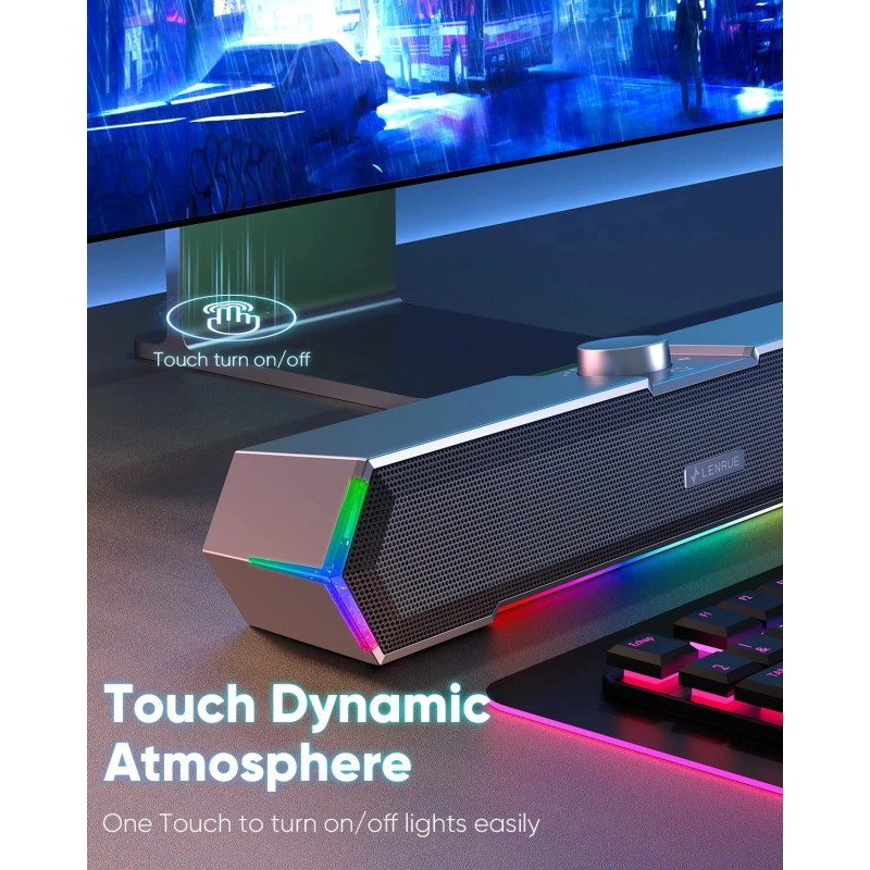 LENRUE G11 Computer Speakers for Desktop, Touch Lights PC Speakers