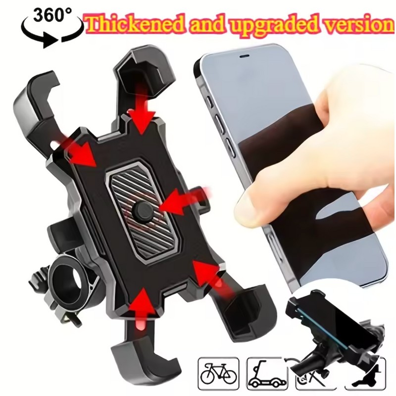 360° Adjustable Motorcycle & Bicycle Phone Mount – Anti-Slip Shockproof