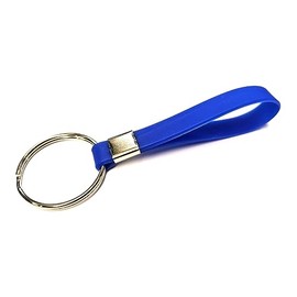 Extra Large 39mm Split Ring Heavy Duty Identification Silicon Key Ring loops Fob. (Single) (Blue Single)