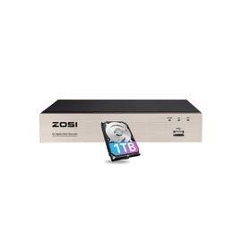 ZOSI 5MP Lite 8 Channel 4 in 1 HD TVI CCTV DVR,AI Human/Vehicle Detection,Mobile Remote Access,H.265+ 8CH 1080P Surveillance Video Recorder 1TB Hard Drive for Home Security Camera System