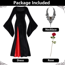 ABHOH Adult Black Gothic Dress for morticia addams costume Women AB018M