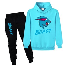 Kiamseay Lightning Cats YouTube Gamer Boys Girls Jumper Hoodie+Pants Cotton 2pcs Colthes (Light Blue1,11-12 Years,11 Years,12 Years)