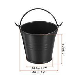 PATIKIL 2"x2" Small Metal Bucket, 6 Pack Mini Colorful Buckets Cute Candy Tiny Decorative Pails with Handles for Crafts Party Favors, Black