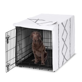 Sweet Jojo Designs 42in. Medium/Large Dog Crate Cover (Grey Boho Modern Tuft) Pet Cage, Kennel Covers (Bohemian, Farmhouse, Shabby Chic, Designer, Neutral, Elegant, Minimalist, Gray Tufted Cotton)