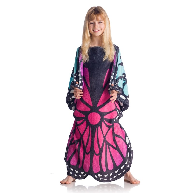 Kanguru, Soft Wearable Blanket Butterfly Shape Reversible Blue and Pink