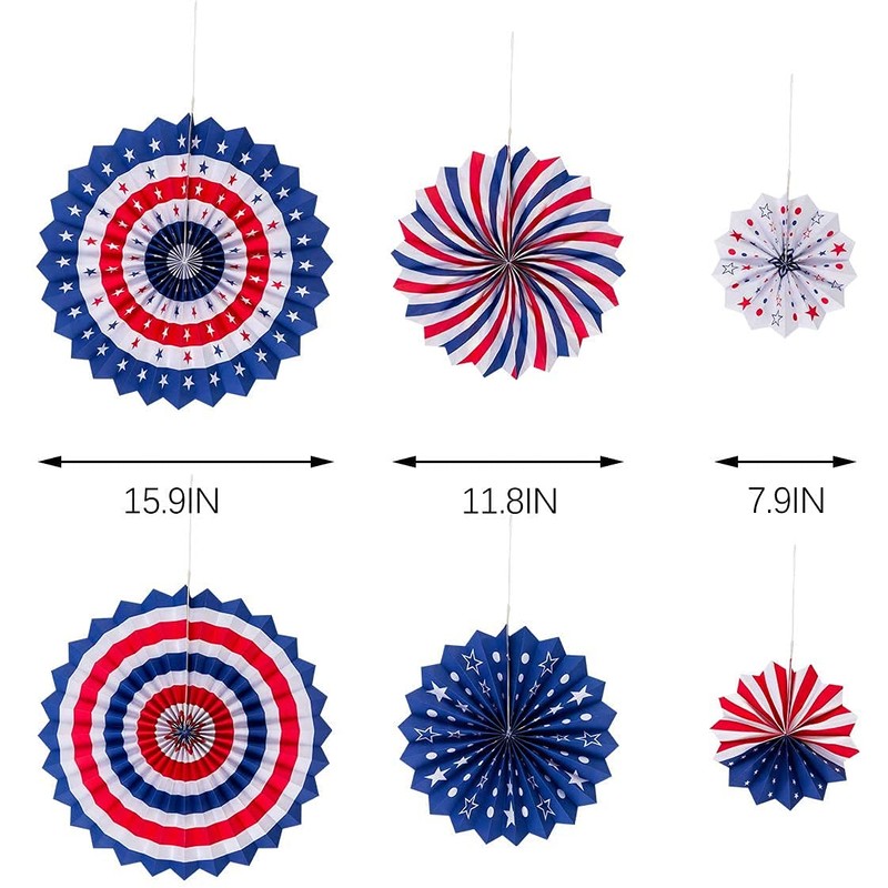 Happium Set of 6 Mixed Hanging Paper Fans
