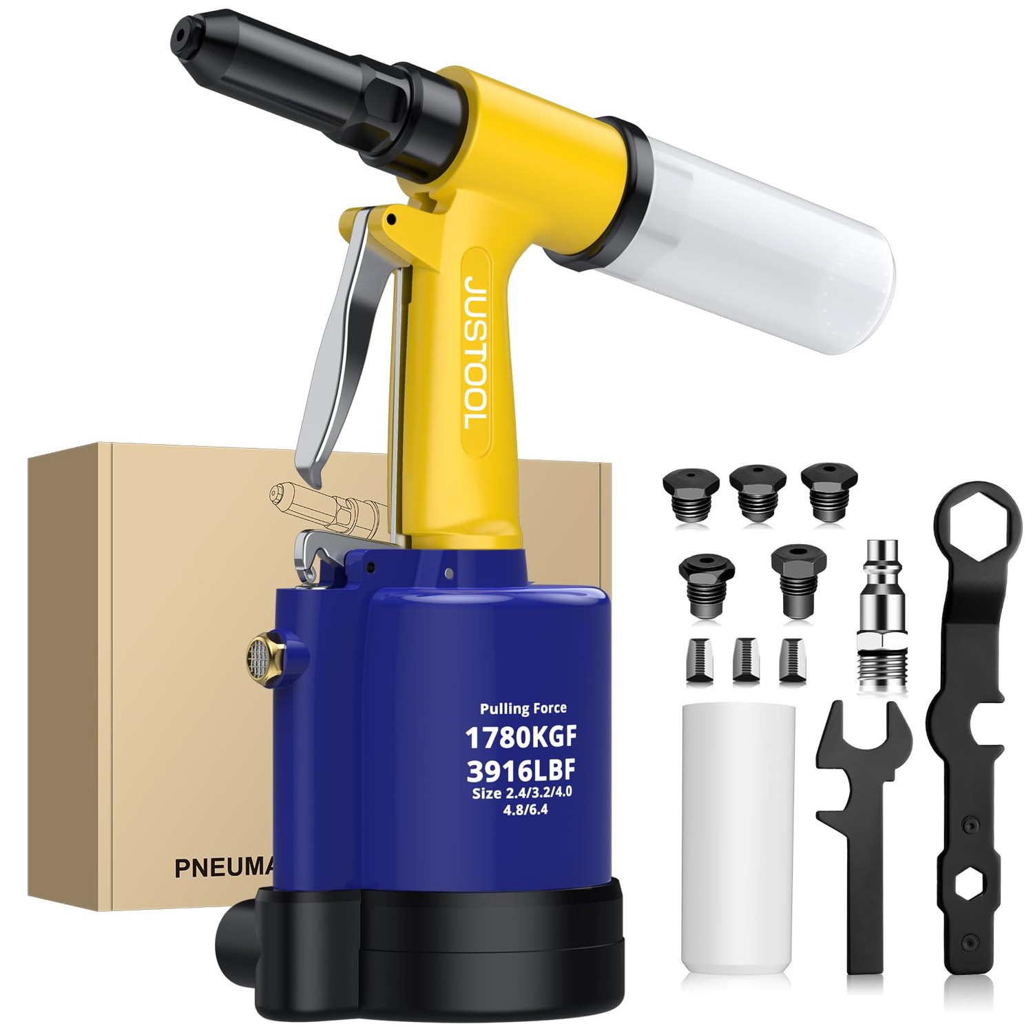 JUSTOOL Heavy Duty Pneumatic Rivet Gun 3916lbs Air Rivet Gun-3/32
