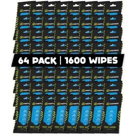 Fortress Electronic Wipes (25 ct, Pack of 64) To-Go Tech Wipes for Phones, Keyboards, TV Monitors, Computers and More [Travel Size] Skin-Safe Screen Cleaner