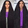 Nervoss 34Inch Deep Wave Lace Front Wigs Human Hair 200%