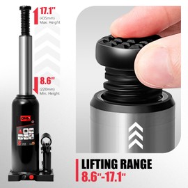 DNA MOTORING 6 tons / 13228 lbs Lifting Automotive Welded Hydraulic Bottle Jack for Repair Vehicle, Pickup, Truck, w/Manual Handle, Black, TOOLS-00357