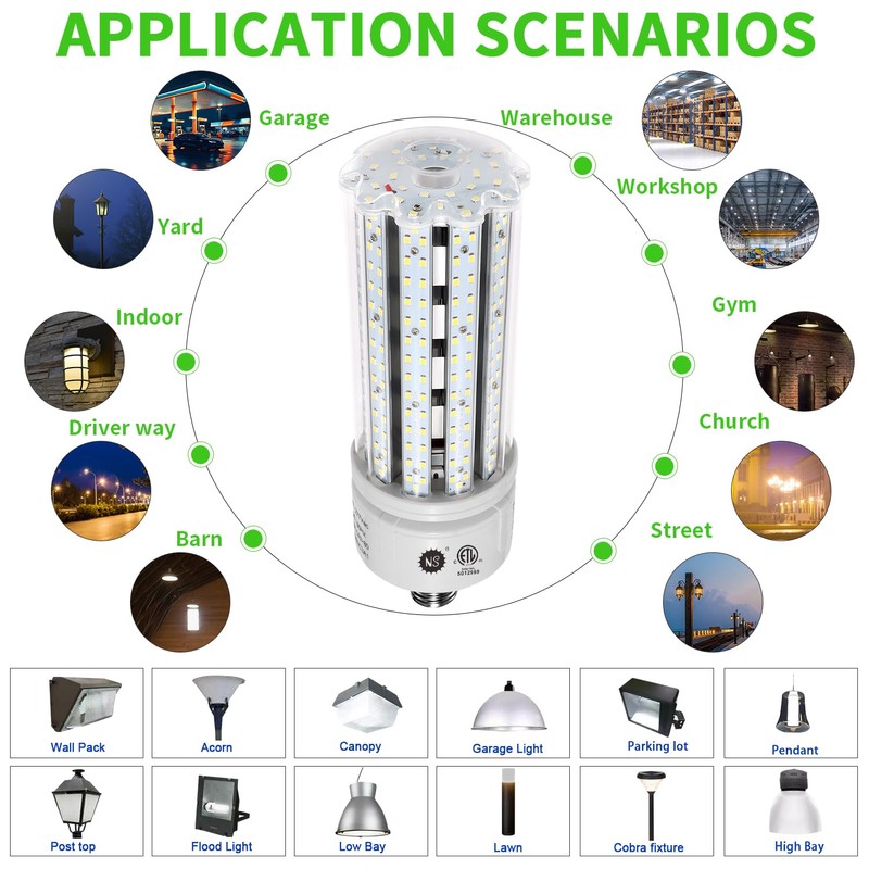 NS 100W LED Cob Corn Light Bulbs,5000K,AC110-277V,16000lm,E26/E39 Base,LED Replacement Metal