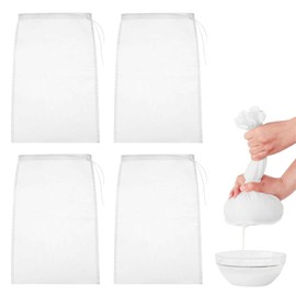 4 PCS Reusable Straining Bag, 20 * 30cm Cheesecloth Drawstring Bags, Cold Brew Coffee Cheese Cloths Strainer, Mesh Bags Net Bags Muslin Cloths for Cooking, Yogurt, Nut Milk, Food Straining