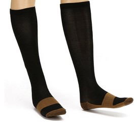 Copper Compression Socks Knee High - For Men & Women - Boosts Circulation, Provides Support , Helps Soothes Tired Leg & Feet (Black, Large/XL)