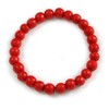 Avalaya Chunky Style Fire Red Round Bead Wood Flex Necklace/44cm