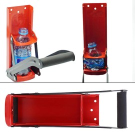 Can Crusher, 500ML 16oz and 12oz Smasher Red Steel Rubber Handle Plastic Bottle Recycling Tool with Opener, Approx. 32.5 x 9 x 8cm / 12.8 x 3.5 x 3.1in