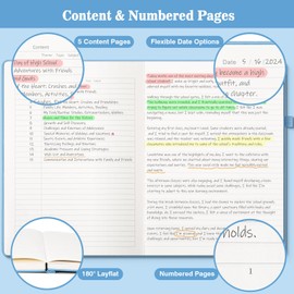 B5 Lined Journal Notebook, 370 Numbered Pages Thick Leather Journal for Writing, College Ruled Hardcover Notebook for Work with 100gsm Paper, Journal for Women, Men, Teens (7.6" x 10.3" Sky Blue)