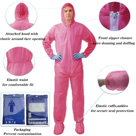 VVICOGARD Hazmat Suits,10 Colors Options Disposable Protective Coveralls, Paint Suit with Elastic Wrists Ankles and Hood