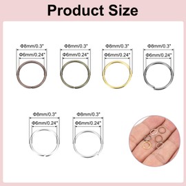 sourcing map 8mm Open Jump Rings Iron Round Ring Connectors for Jewelry Making Tools Supplies Jewelry DIY Crafts Keychains Rings, 6 Colors