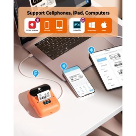Phomemo M110 Label Printer, 3 Label Rolls Set, Upgraded Label Maker Machine for Phone and Windows/Mac(USB), Bluetooth Label Maker for Home, Office and Small Business