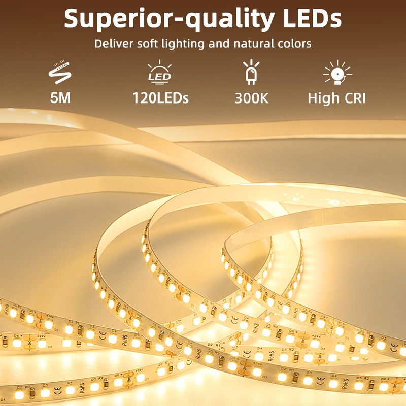 FUPT LED Strip 5 m USB, Warm White to Cool