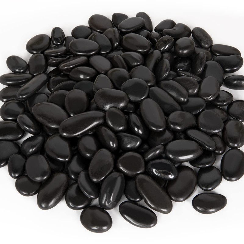 GASPRO 15lb Black River Rocks for Landscaping Outdoor, Polished Black