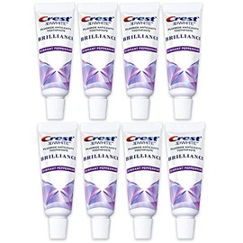 Crest 3D White Brilliance Toothpaste, Vibrant Peppermint, Travel Size 0.85 oz (24g) - Pack of 8