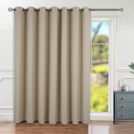 BGment Fashion Patio Sliding Door Curtain 100 X 84 Inches, Wide Room Darkening Curtains Thermal Insulated Room Divider Curtain, 1 Panel, Beige