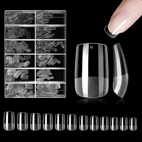 Pack of 240 Fake Nails Short Nail Tips, 12 Sizes,