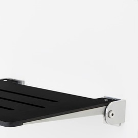 Seachrome 18 inch Silhouette Slimline Folding Wall Mount Shower Bench Seat, Matte Black Seat with Silver Frame