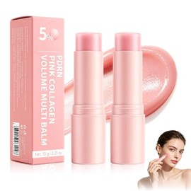 2pcs Pink Collagen Volume Multi Balm Stick Bálsamo Facial Reafirmante Anti Edad Reduce Líneas Expresión Arrugas Barra Hidratante Colágeno Nutre