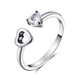 PAHALA 925 Sterling Silver 8 Styles with Crystal Cubic Zirconia Vintage Wedding Engagement Band Ring Heart Always Together