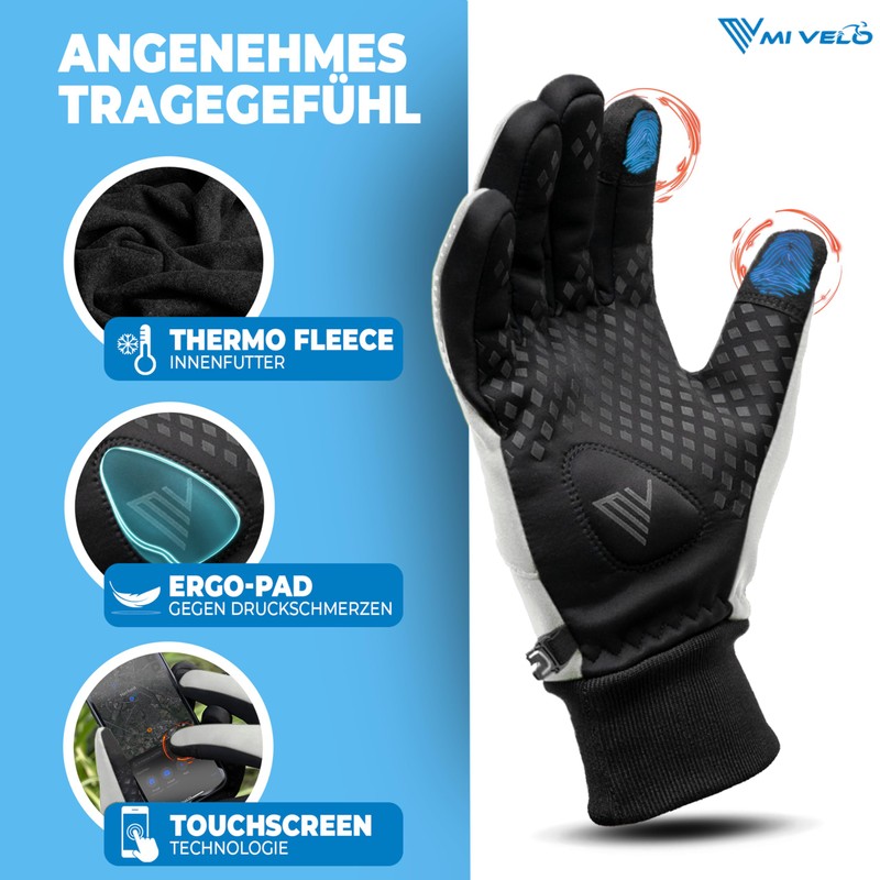 MIVELO Cycling Gloves Men & Women with Ergo-PAD Winter Gloves