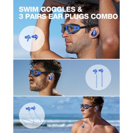 ZIONOR G1 Lite Polarized Swimming Goggles with 3 Pairs Earplugs, Anti-Fog UV Protection Swim Goggle for Adult Men Women Youth