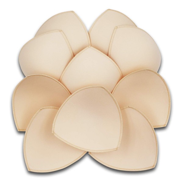 5 Pairs Bra Pads Inserts,Removable, Air Cotton,Foam Sponge,Breathable (Beige, C/D/E