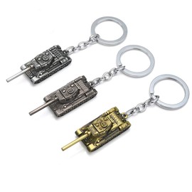 King&Pig 3pcs Men Tanks KeyChains Alloy Metal Tank Model Pendent Keyrings Key Chains Rings Holder Car Fans Souvenirs