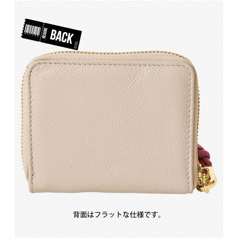 Beaure B-24096 Women's Genuine Leather Short Wallet, Round Zipper, Mini