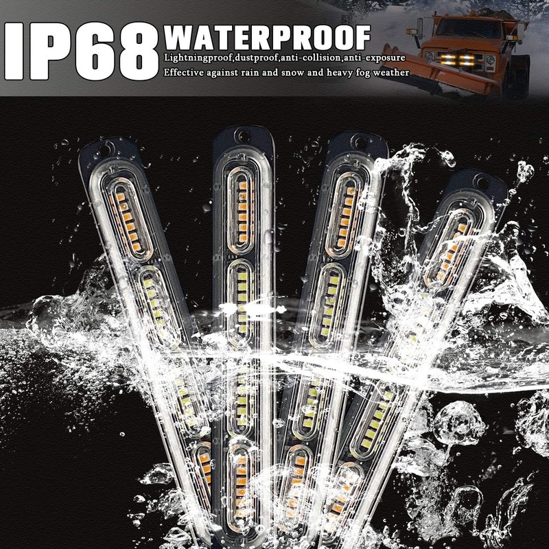 XTAUTO 4pcs 24-LED Emergency Strobe Light, Amber White Ultra-Thin Surface
