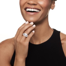 Ross-Simons 2.62 ct. t.w. CZ and .50 ct. t.w. Simulated Aquamarine Ring in Sterling Silver. Size 9